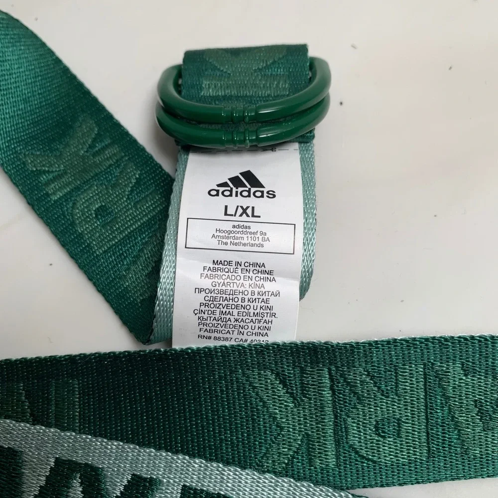 Adidas Belt Unisex L/XL Green Ivy Park D-Ring Webbing Logo Utility Strap‎